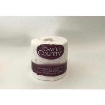 TOWN & COUNTRY TOILET PAPER 2 PLY 400 Sheets Per Roll Carton of 48 *** See also GP-TPE400 ***