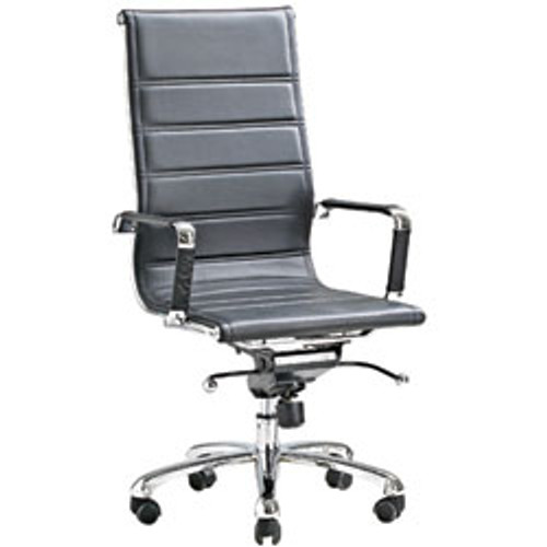 CONGRESS SLIM EXECUTIVE CHAIR Med. Back With Arms Black Leather