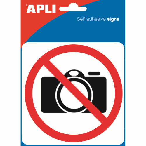 APLI SELF ADHESIVE SIGN No Photography *** While Stocks Last ***