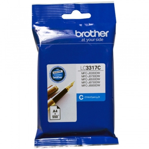BROTHER LC3317 INKJET CART CYAN HIGH YIELD 550 PAGES Suits Brother MFC J5330DW / J5730DW / J6530DW / J6730DW / J6930DW