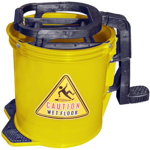 CLEANLINK MOP BUCKET HEAVY DUTY PLASTIC WRINGER 16 LITREYELLOW
