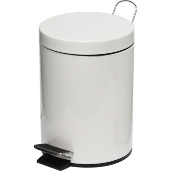 Compass Pedal Bin Round 5Lt White Powder Coat, Each