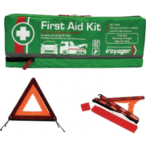 VOYAGER ROADSIDE FIRST AID KIT Includes warning triangle and safety vest