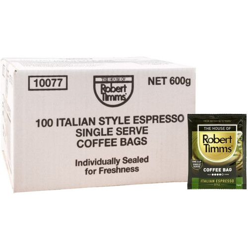 ROBERT TIMMS COFFEE BAGS Italian Espresso 100's