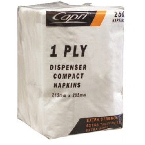 CAPRI DISPENSER NAPKIN COMPACT D FOLD 1Ply, Pk250