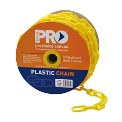 ZIONS GENERAL SAFETY EQUIPMENT SAFETY CHAIN (8mm, 25Mtr roll, Yellow)