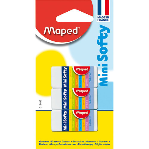 MAPED 12403 MINI SOFTY ERASER 3 Pce Pk