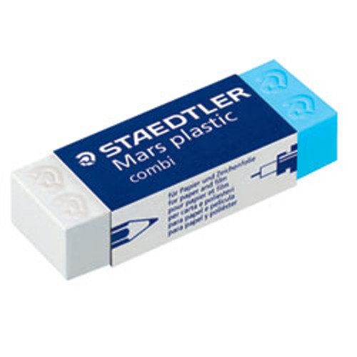 STAEDTLER MARS PLASTIC COMBI ERASER Large 65x23x13mm For Ink or Pencil on Paper or Film