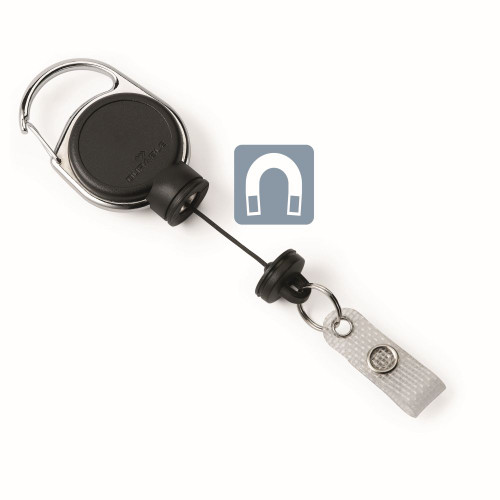 DURABLE BADGE REEL EXTRA STRONG WITH MAGNET BLACK