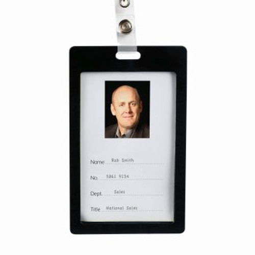 REXEL ID COLOURED PLASTIC CARD HOLDER PORTRAIT BLACK Pk6