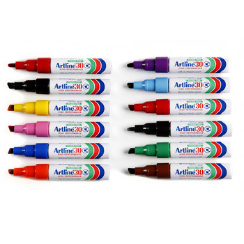 ARTLINE 30 PERMANENT MARKER 5MM CHISEL NIB ASSORTED Bx12