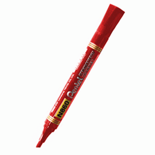 PENTEL PERMANENT MARKERS N860 Red 3.9-5.5mm chisel point