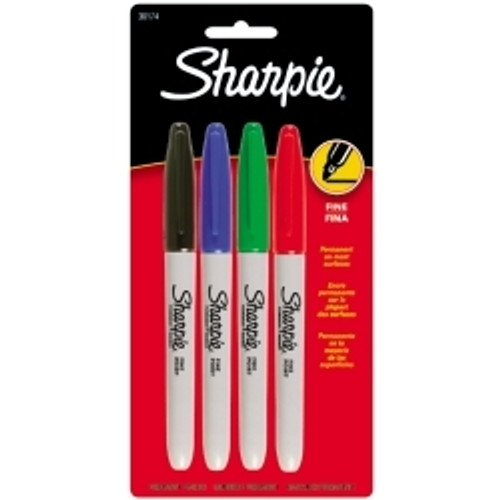 SHARPIE PERMANENT MARKERS FINE TIP Pack of 4 Assorted