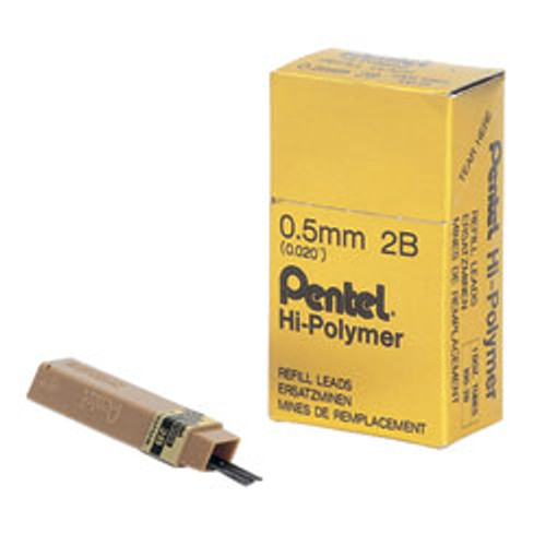 Pentel 100C Hi-Polymer Lead Refill 0.5mm 2B Grade Tube of 12, Each