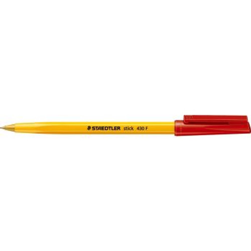 STAEDTLER STICK 430 BALLPOINT PEN Fine Red Bx10