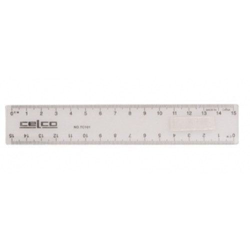 CELCO T101 PLASTIC RULER 15cm Clear, Box of 25