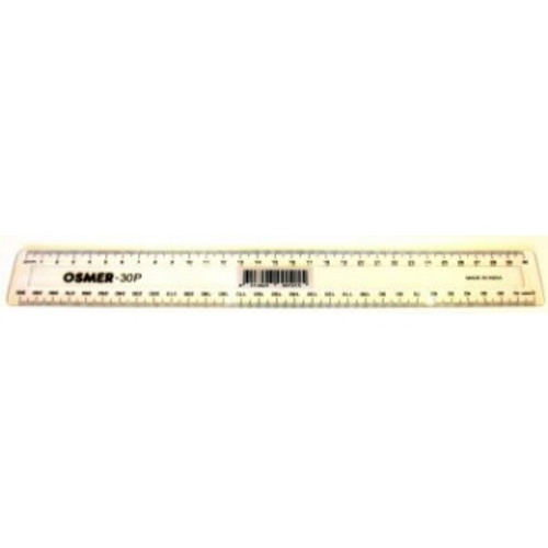 CLEAR PLASTIC RULER- SHATTER RESISTANT 300mm