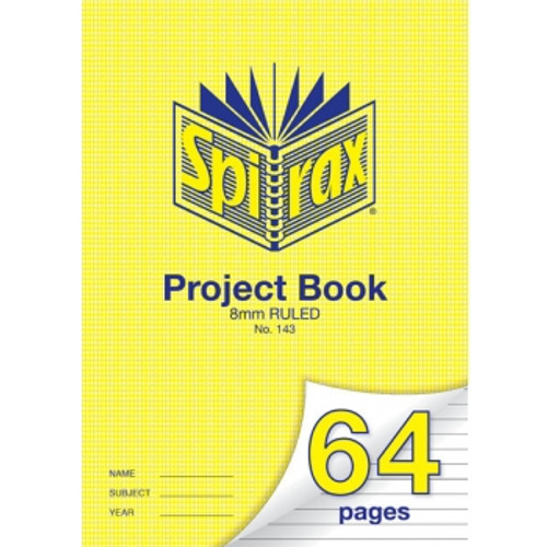 SPIRAX 143 PROJECT BOOK A4 64 PAGE 8MM RULED