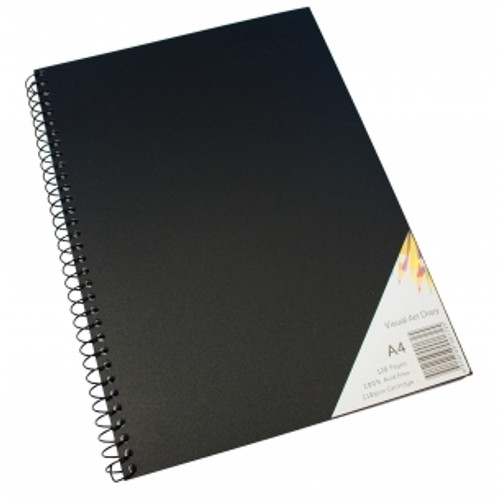 Quill Visual Art Diary PP 110gsm A4 120 Pages - Black (SWVA4)