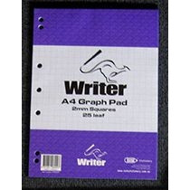WRITER GRAPH PAD A4 2mm 25 Leaf