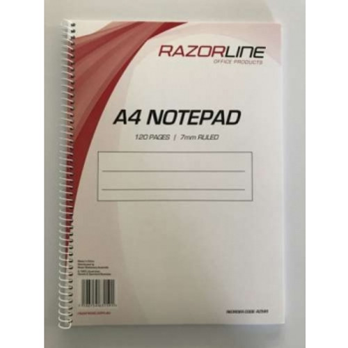 RAZORLINE RZ595 SPIRAL NOTEBOOK A4, 120 Page, Side Opening