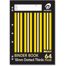 Olympic Binder Book DB186i A4 64 Page 18mm Dotted Thirds Ruled with Margin (SPP-140830/ 105065)
