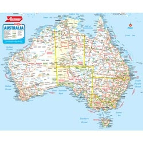 AUSWAY AUSTRALIA WALL MAP - Rolled & Laminated 1000mm x 830mm ** ETA - 3 weeks lead time