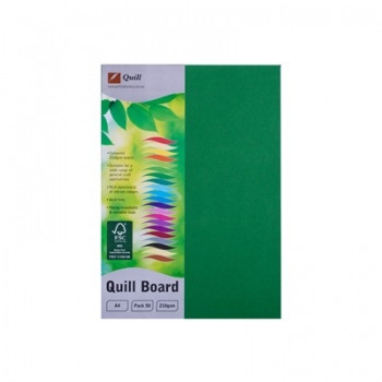 Quill Coloured Board 210gsm A4 - Emerald, Pack of 50 (90306)