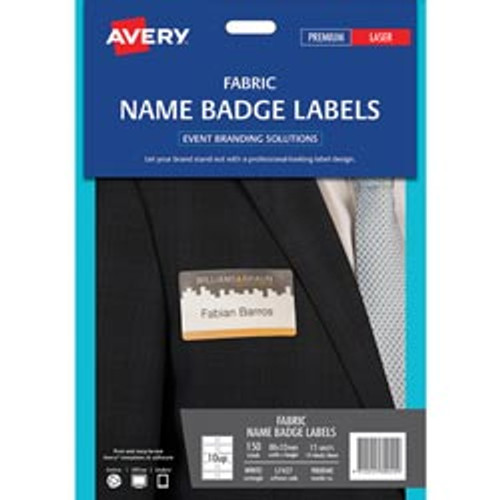 AVERY L7427 BADGE LABEL Fabric Name Badge 10up 88x52mm (Pack of 15)
