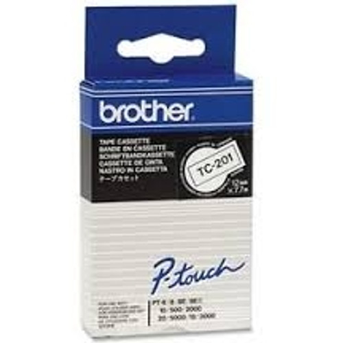 BROTHER LAMINATED BLACK ON WHITE TAPE - 12MM X 7.7 METRES