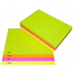 Quill Coloured Paper 80gsm A4 - Fluoro Assorted, Pack of 500 (90192)