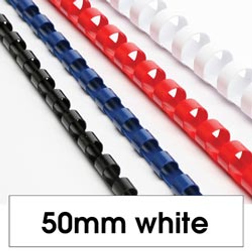 REXEL BINDING COMB 50mm 21 Loop 450Sht Cap White PK50