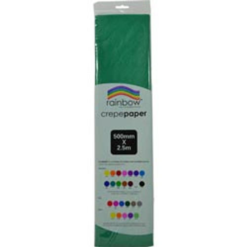 RAINBOW CREPE PAPER 500mmx2.5m Emerald, Pk12