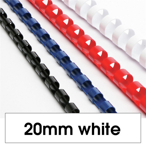 REXEL BINDING COMB 20mm 21 Loop 165Sht Cap White PK100