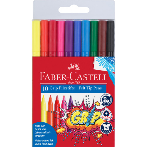 Faber-Castell Triangular Grip Colour Markers Pk10 Assorted (old code: FAB-5031046) 50-155310