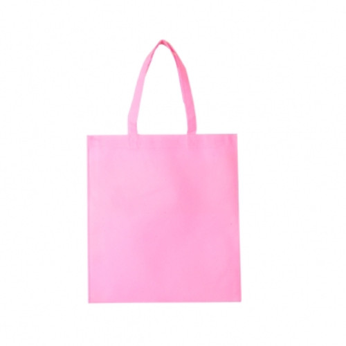 PINK NON WOVEN BAG WITH NO GUSSET 80GSM POLYPROPYLENE LONG SHOULDER HANDLES 38CMX42CM