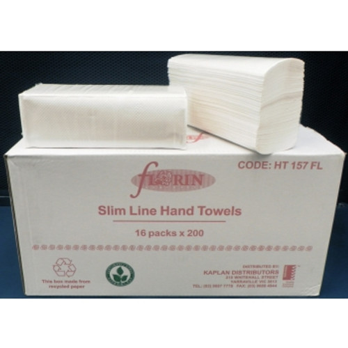 GREEN SLIMLINE HAND TOWELS 85% Sugar/Bamboo Cane, 238x220mm 200Shts Ctn16