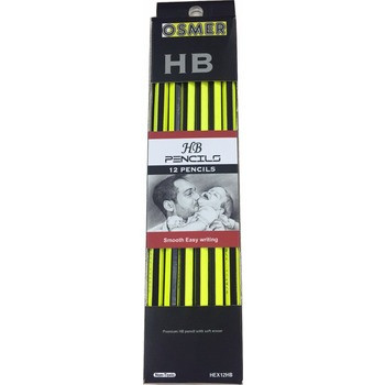 OSMER WOOD CASE HEXAGON HB PENCIL PREMIUM WITH ERASER Box of 12