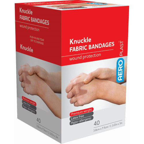 AEROPLAST PREMIUM FABRIC BANDAGES KNUCKLE DRESSINGS 7.5cm x 3.8cm Box of 40