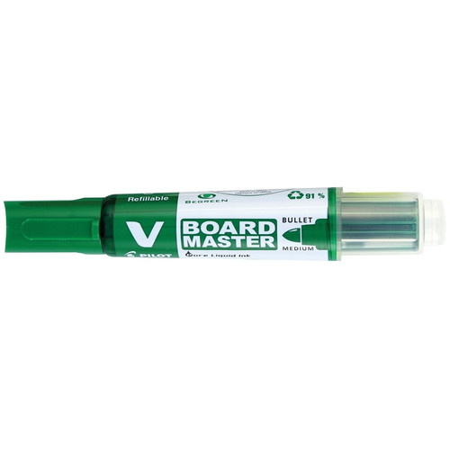 PILOT BEGREEN V BOARD MASTER WHITEBOARD MARKER BULLET TIP GREEN Box of 10