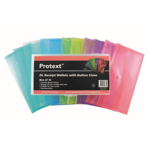 DL PACK 12 PP TRANSLUSCENT DOCUMENT POCKETS COLOURED IN CLEAR PP FILING BOX (PROMO)