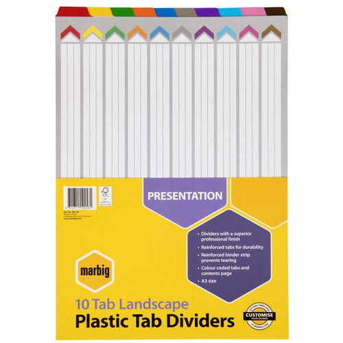 A4 10 TAB COLOURED BOARD DIVIDERS
