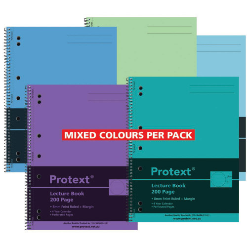 A4 200PG SPIRAL POLY LECTURE BOOK MIXED COLOURS