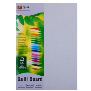 Quill Coloured Board 210gsm A4 - Grey, Pack of 50 (90315)