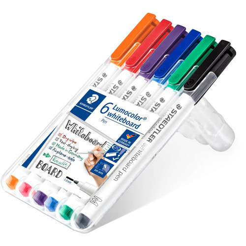 Staedtler 301 Lumocolor Whiteboard Pen 1.0mm, Assorted Wallet of 6 Colours