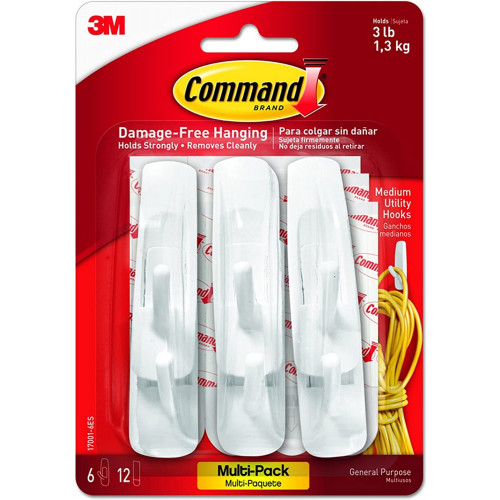 3M 17001VP MEDIUM HOOKS MEDIUM VALUE PACK XA006797584 PKT 6