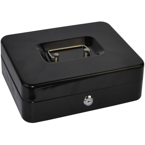 ITALPLAST 10" Deluxe Metal Cash Box - Black, Each