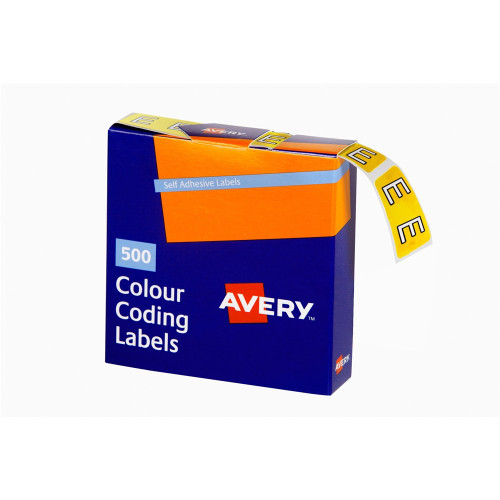 AVERY LATERAL FILE LABEL E Side Tab Box of 500 Yellow 25 x 38mm