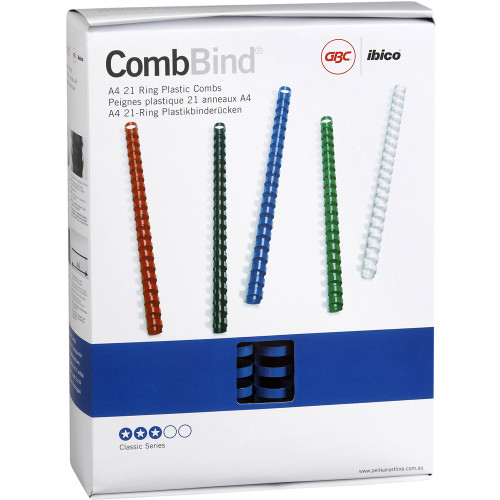 GBC PLASTIC BINDING COMB 25mm 21 Ring 240 Sheets Capacity Blue Pack of 50