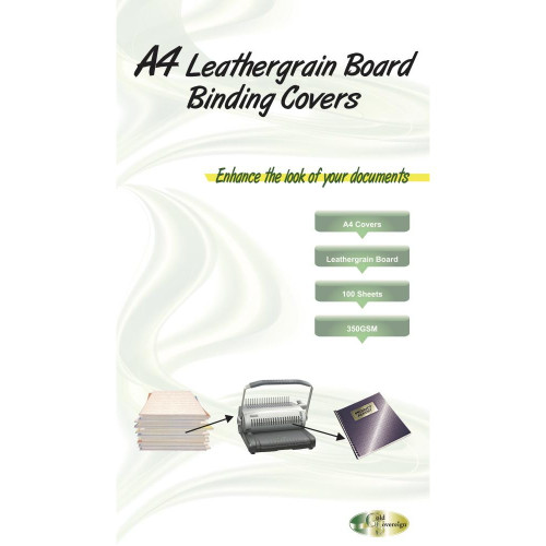 BINDING COVER GOLD SOVEREIGN A4 LEATHERGRAIN 350GSM BLACK PK100
